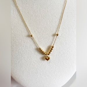 18k Real Solid Gold Heart Necklace , AU750 Stamped